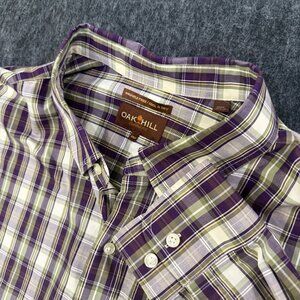 Oak Hill Button Down Shirt Mens 3XL Cool & Dry Green Purple Plaid Cotton Blend